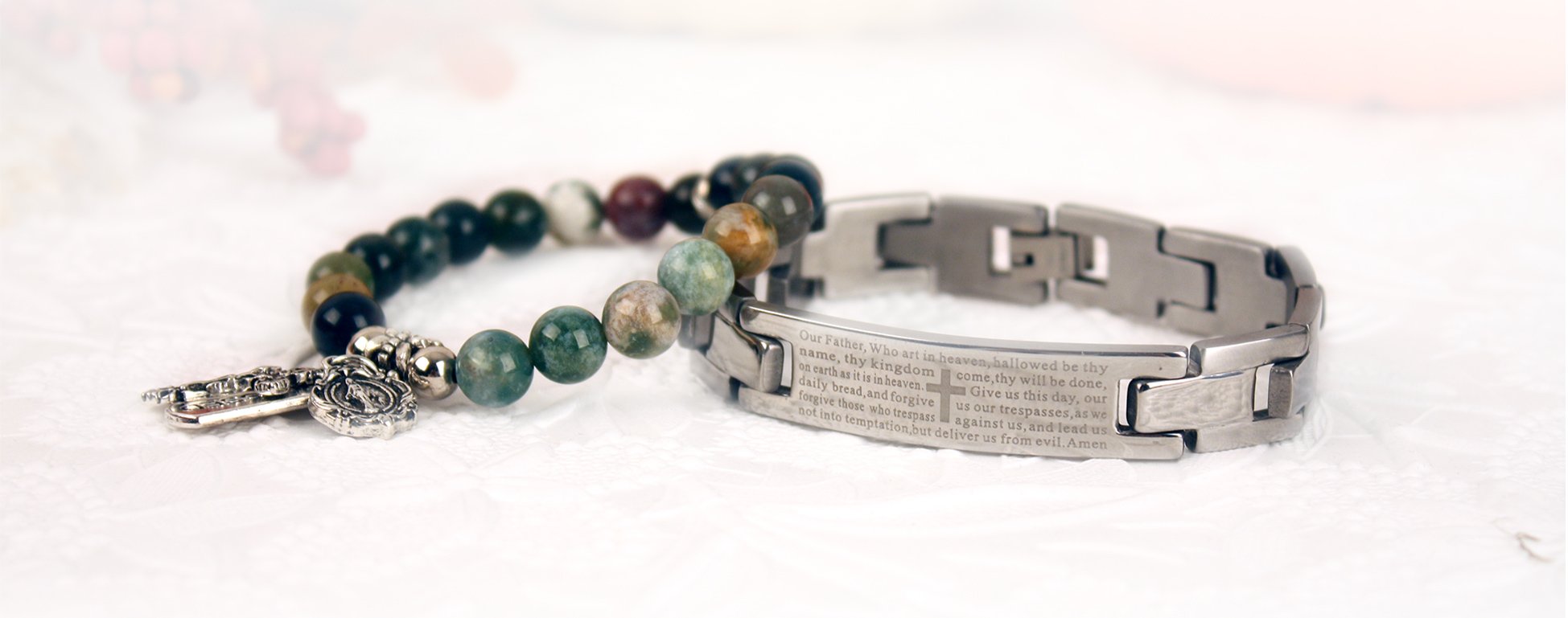 Bracelet Rosary and Mens Christian Bracelet